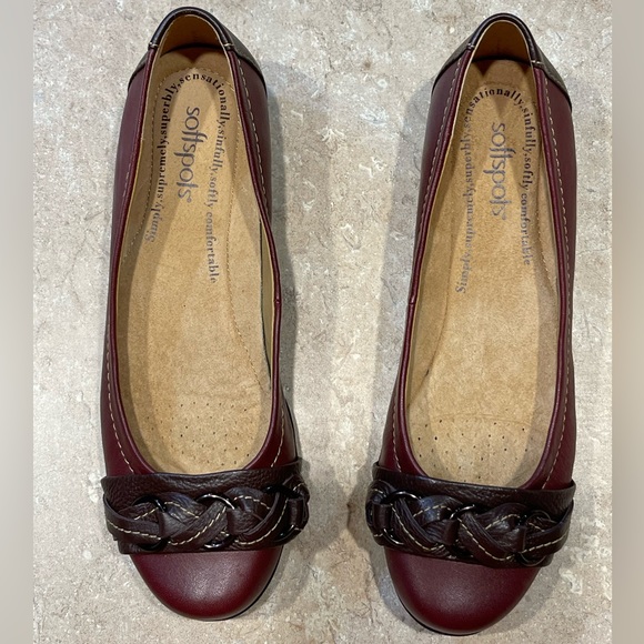 Softspots Shoes - Softspots Poise Jewel Red Braided leather and ring accent flats. Size 7